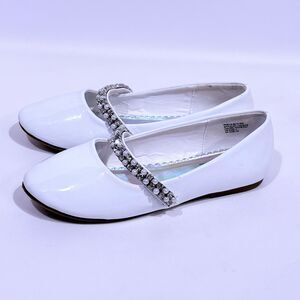 Girls Dress Shoes Mary Jane Flat Shoes Ballerina Flat for Party White Size 2